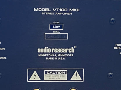 Audio Research VT100 MkII stereo tube power amplifier, photo 5 of 10