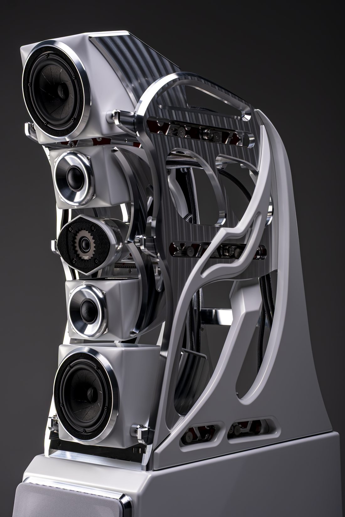An Autobiography loudspeaker in the Ethereal White Satin finish