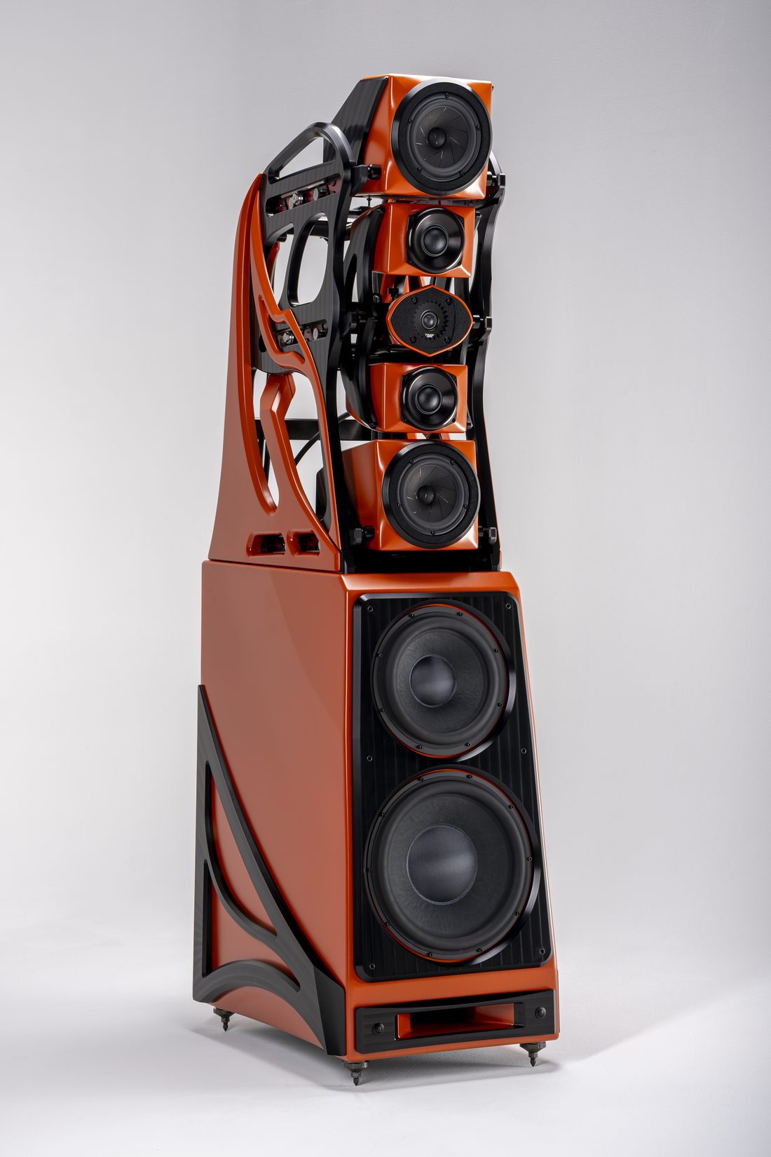 An Autobiography loudspeaker in the Red Rock Sunset Satin finish