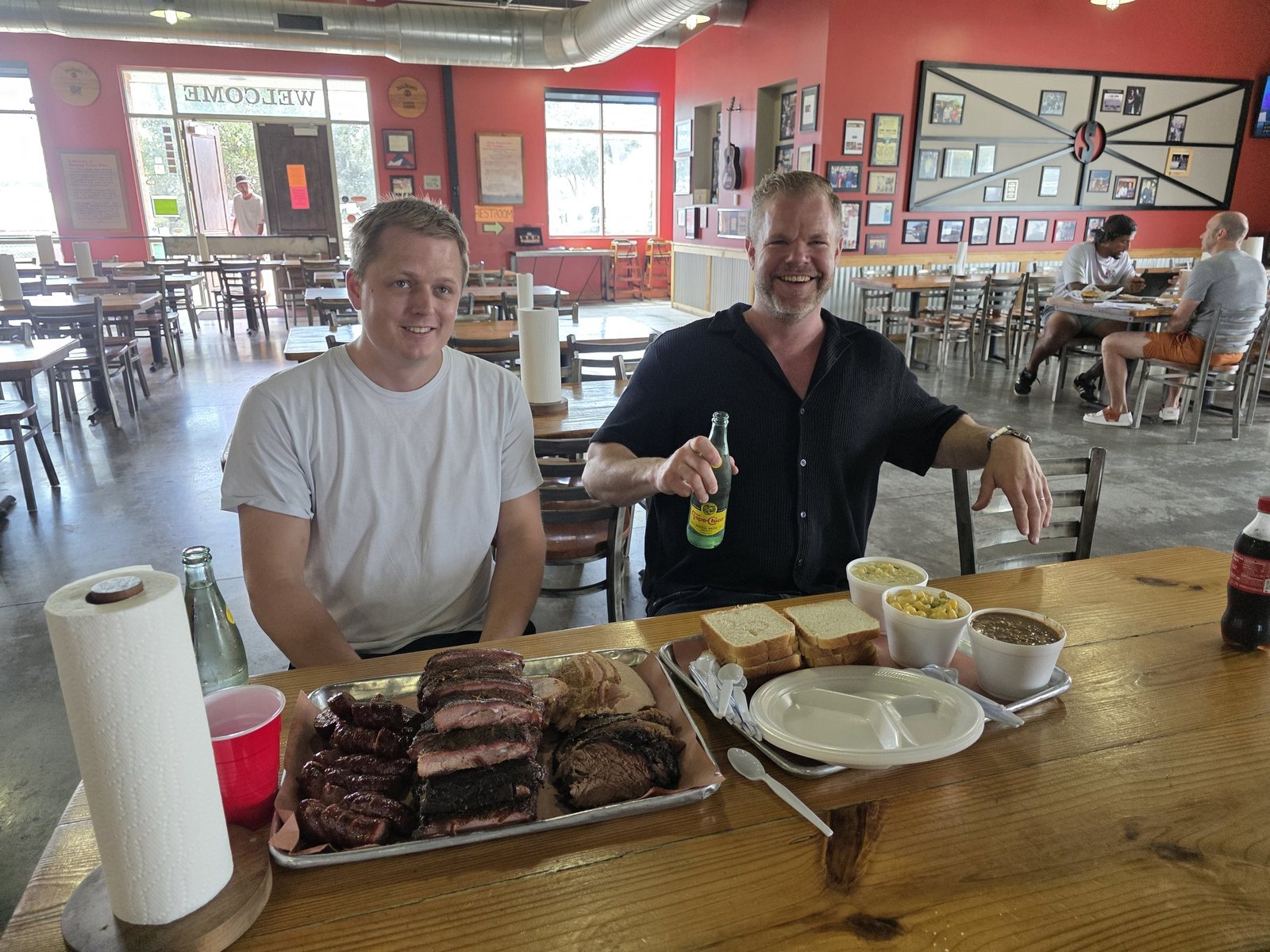 The founders of the loudspeaker maker O Audio over barbecue in Austin, Texas